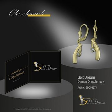 GoldDream Paar Ohrhänger GoldDream Ohrhänger Elegance Zirkonia (Ohrhänger), Damen Ohrhänger Elegance aus 333 Gelbgold - 8 Karat, Farbe: gold, weiß