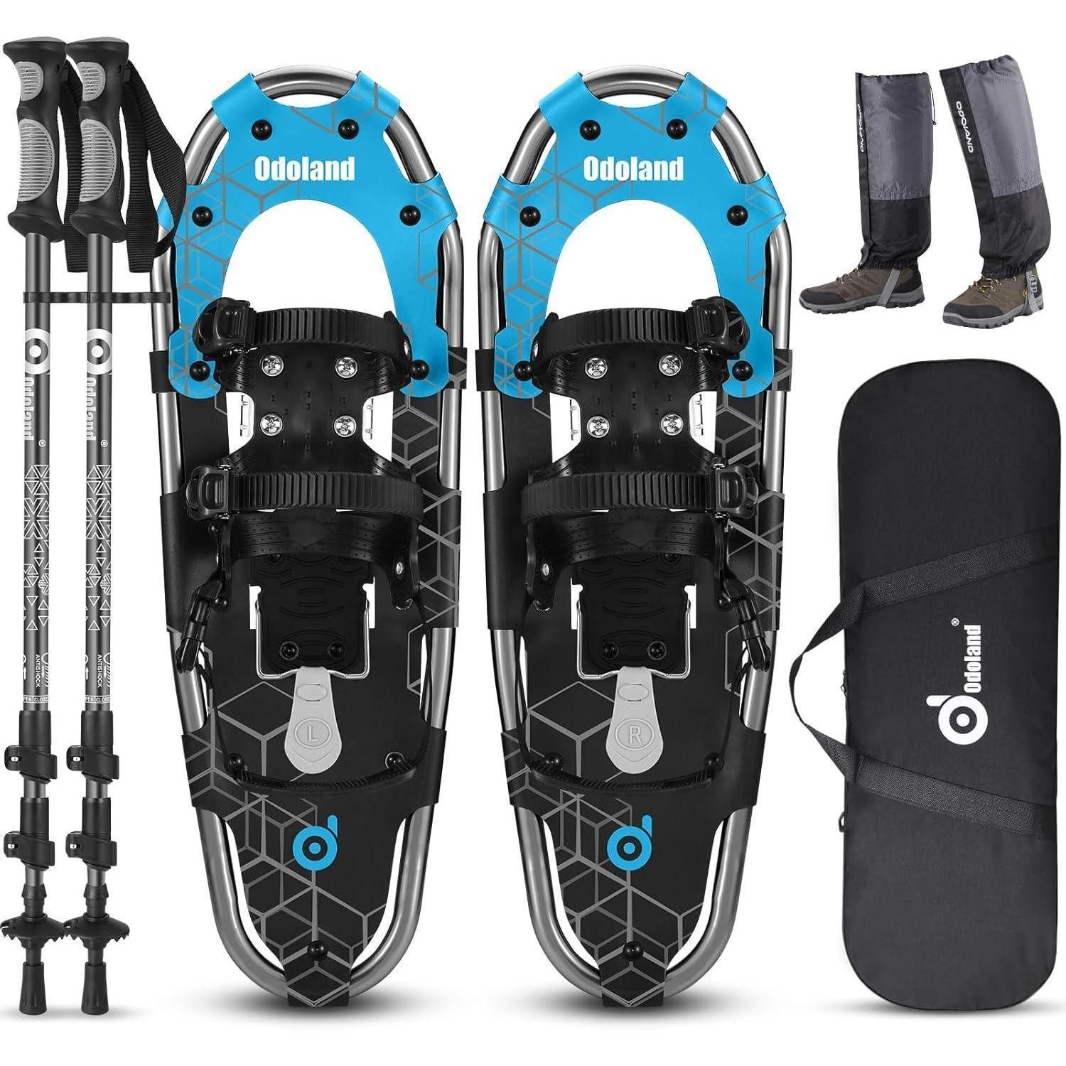LuxusKollektion Schneeschuhe Schneeschuhe mit Steighilfe, Wanderstöcken, Gamaschen, Tragetasche