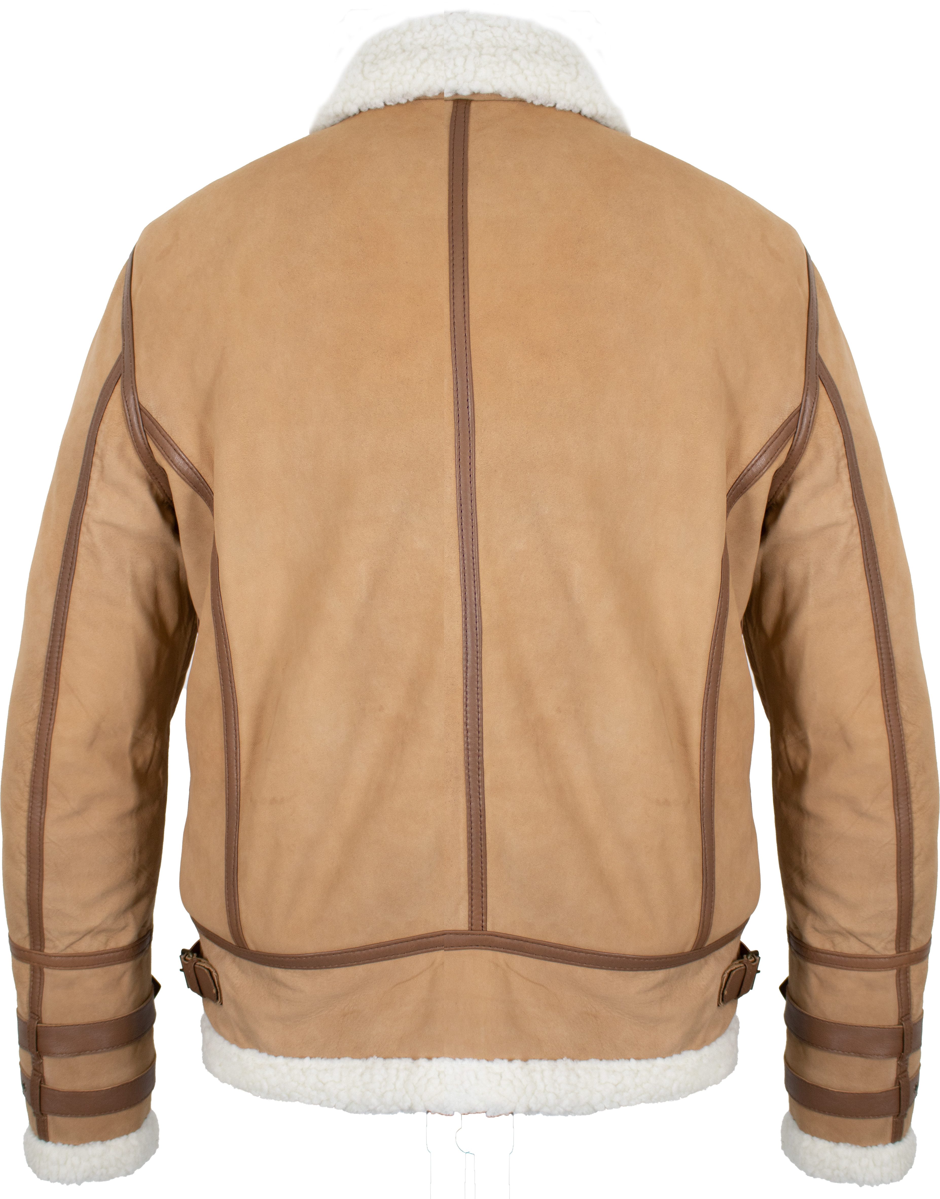 MDM Lederjacke Herren Fell Lederjacke Fliegerjacke in Lammleder Innen Gefüttert