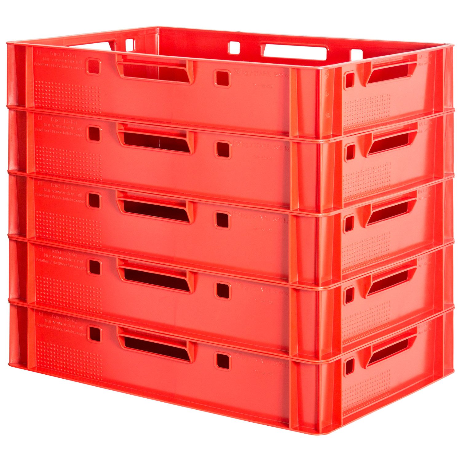 Kingpower Allzweckkiste 5x Fleischkiste E1 Rot Fleischerkiste Stapelkiste Eurobox Metzgerkiste