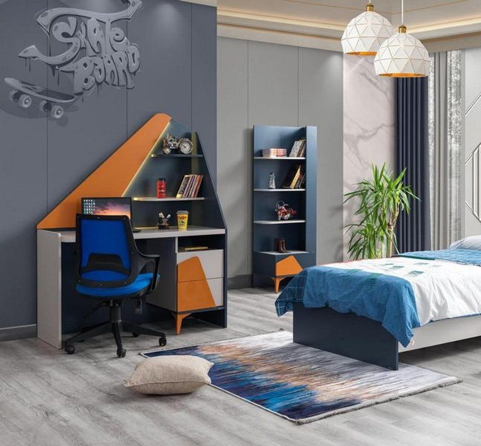 Jugendzimmer-Set Modernes Komplettzimmer mit Schreibtisch und Bücherregal