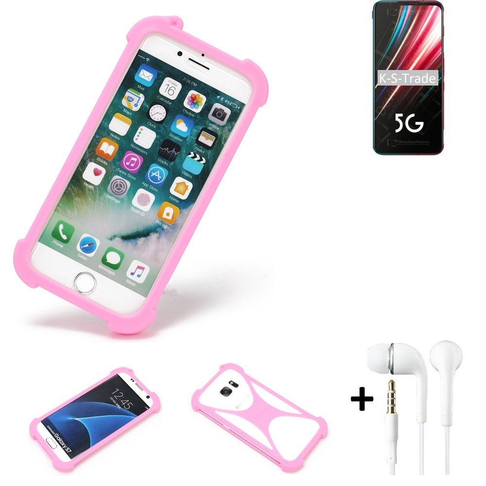 K-S-Trade Handyhülle für nubia Red Magic 5G, Bumper + Kopfhörer Handy Hülle Schutzhülle Silikon Schutz Hülle