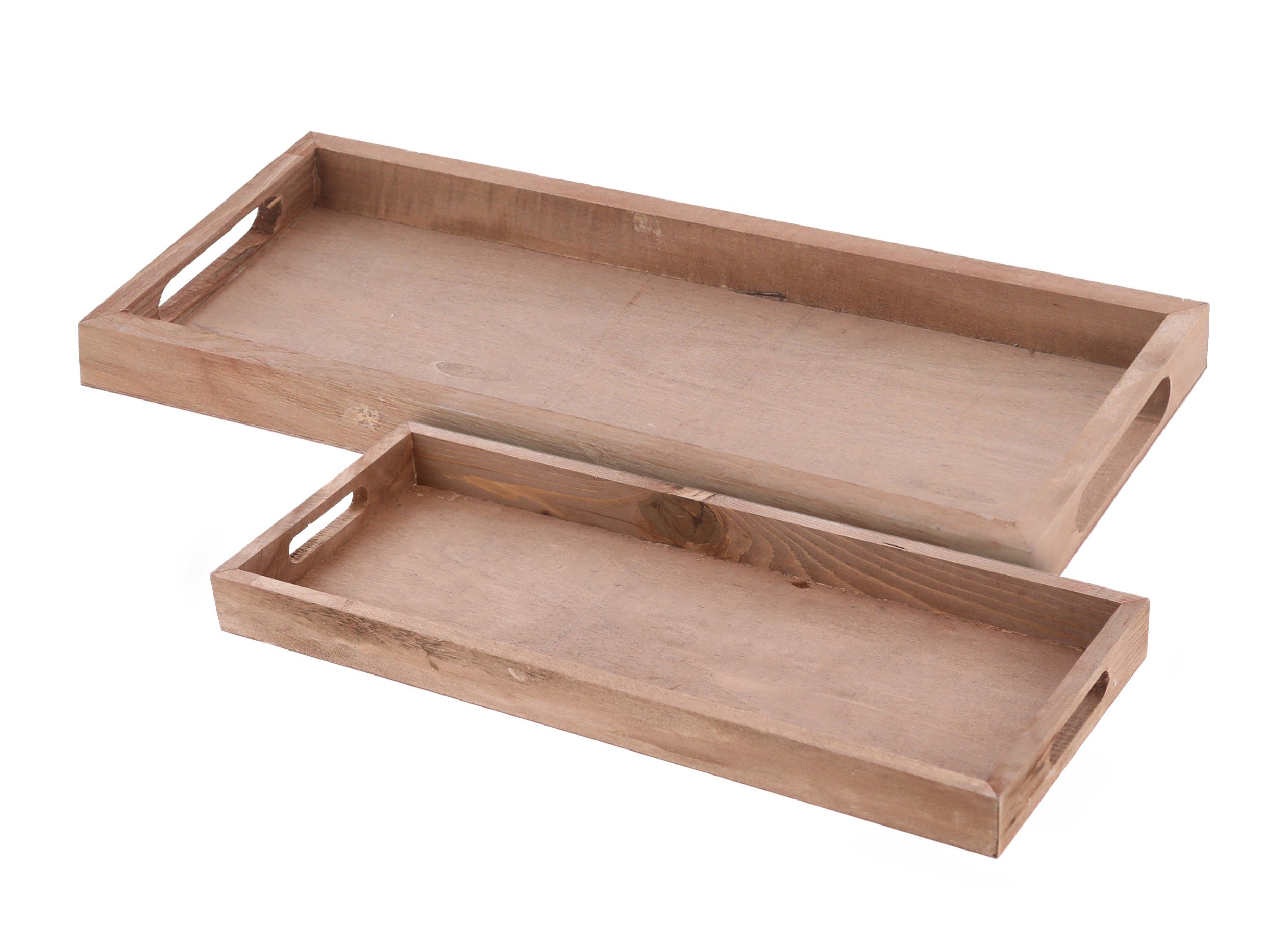 Tablett Deko Holztablett natur 2er Set - 50 / 45 cm