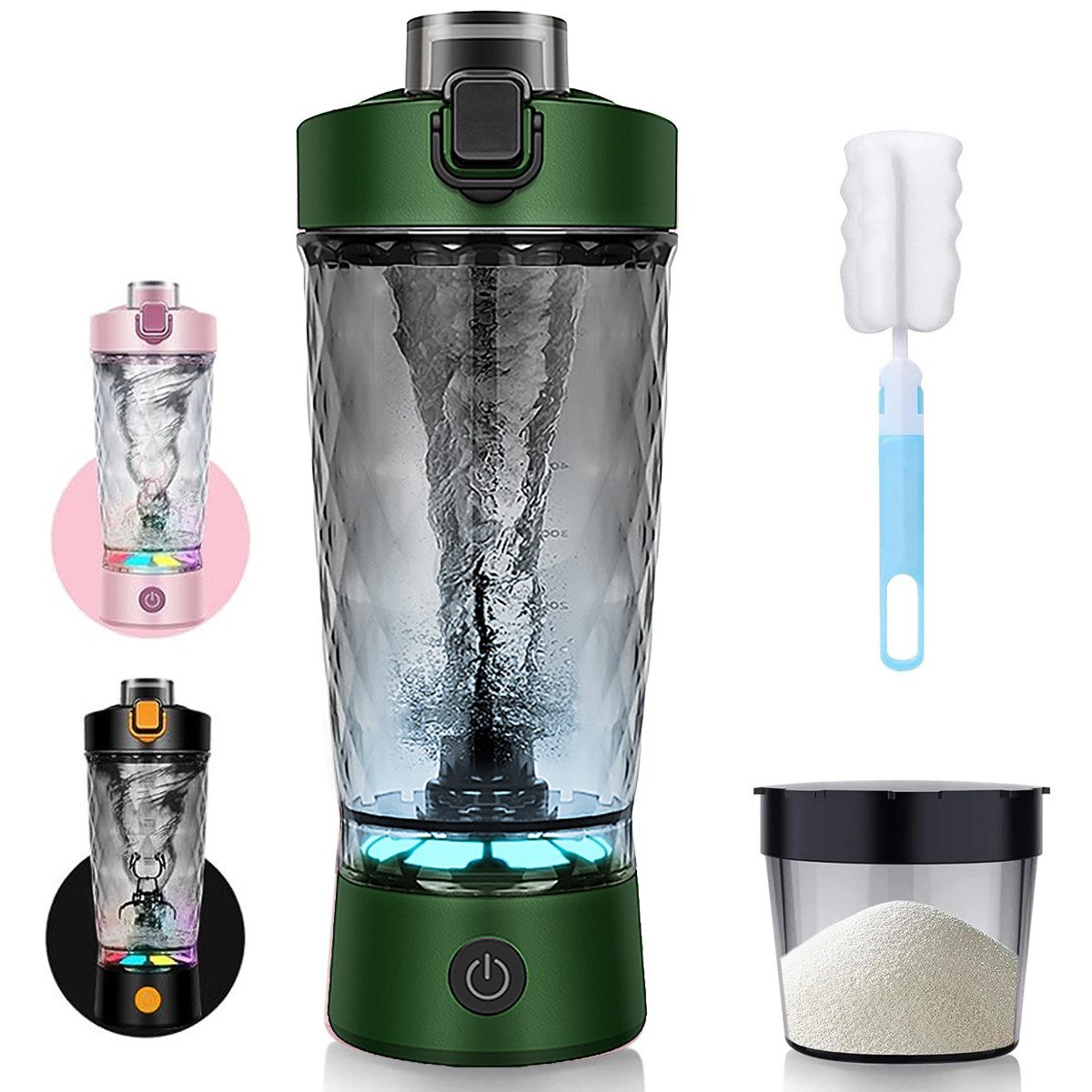 Vashoy Elektrischer Shaker Protein Shaker Elektrisch mit Pulverfach,650ml-Sportbecher, 3 W, BPA-frei, Drehzahl 7500rpm, für Potein Pulver und Milchshake