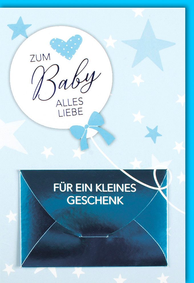Grußkarten A -Geburt – Baby – Freudiges Ereignis – Geldkarte - Karte mit Umschlag