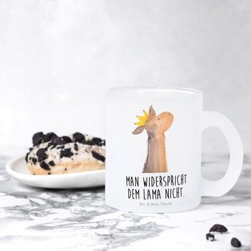 Mr. & Mrs. Panda Teeglas Lamakopf König - Transparent - Geschenk, Glas Teetasse, Teetasse, Tas, Premium Glas, Liebevolle Gestaltung