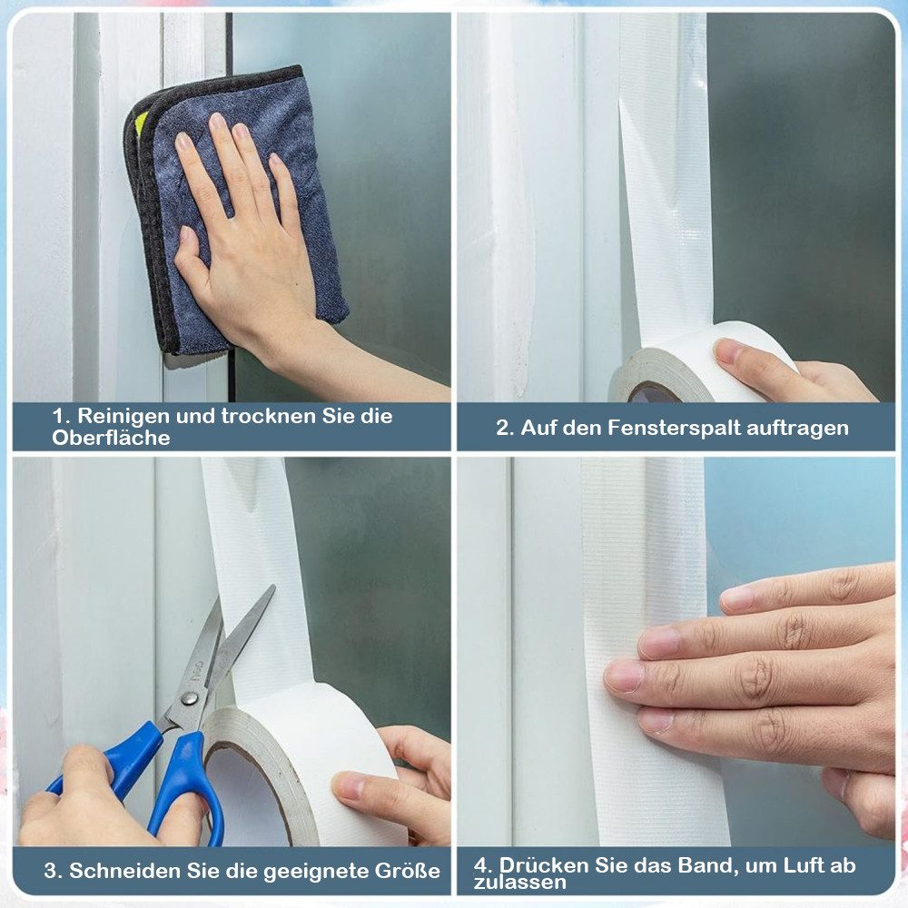 QUBEBU Dichtungsband Tür Fenster Dichtungsband, Zugluftstopper, Kantenschutz selbstklebend, (5 cm x 20 m, Fenster-Wetterdichtband, Winddicht Fenster-Dichtband, Winter-Fenster-Zugluftdichtband, Türband-Zubehör), Winddicht Fenster-Dichtband Gegen Zugluft, (1 Stück, 2 Stück, 3 Stück)