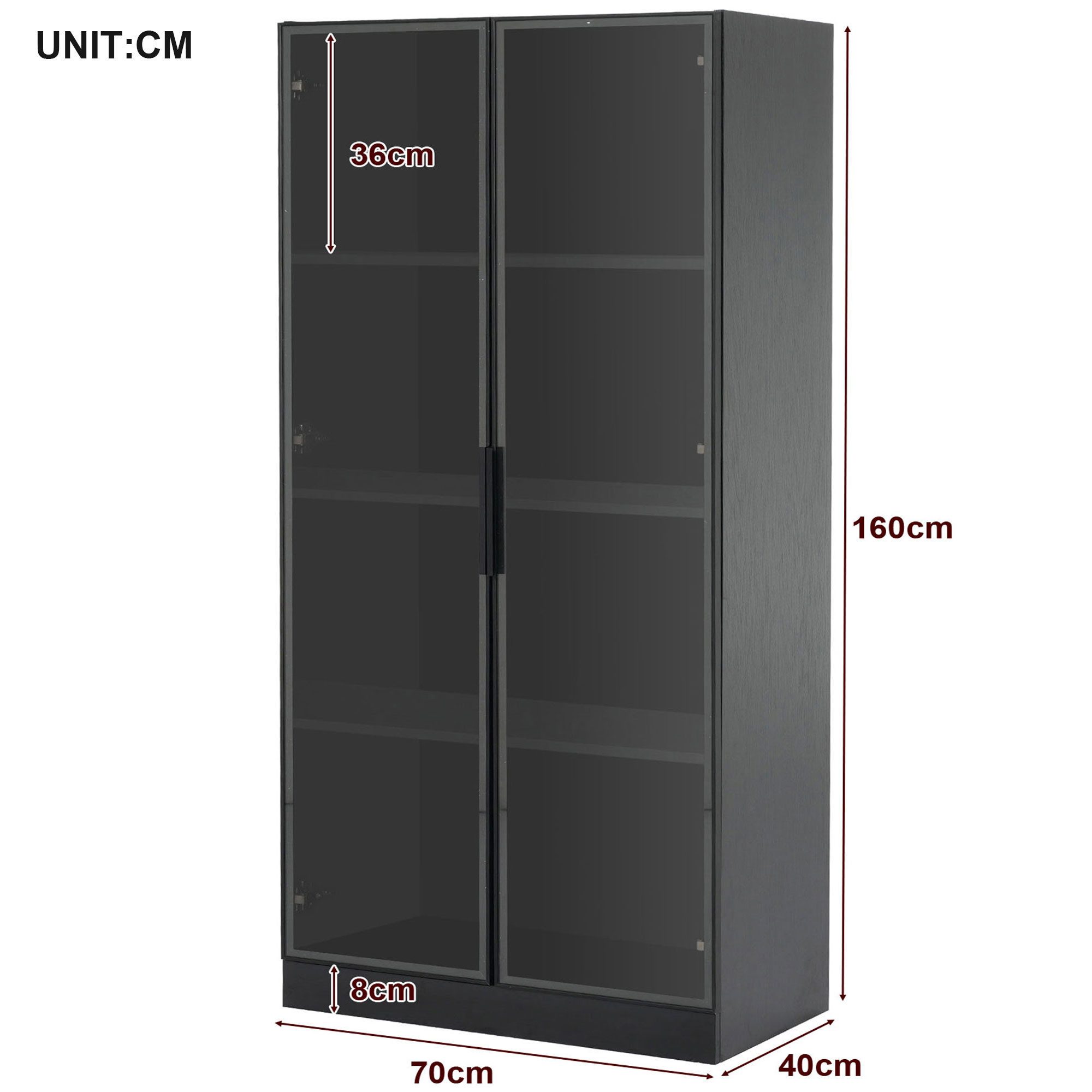 Ulife Glasvitrine Hochschrank mit Bücherregal, LED-Beleuchtung günstig online kaufen