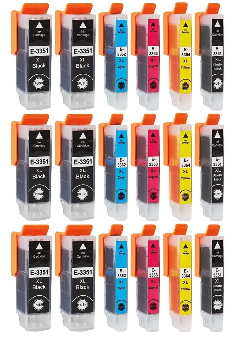 inkpro 18 XL-Druckerpatronen T33 XL kompatibel mit Epson 33XL, Tintenpatrone (T33XL für Expression Premium XP-530, XP-540, XP-630, XP-635, XP-640, XP-645, XP-830, XP-900, XP-7100, 18-tlg., 6 x T3351 BK und je 3 x T3362 C, T3363 M, T3364 Y, T3361 BK)