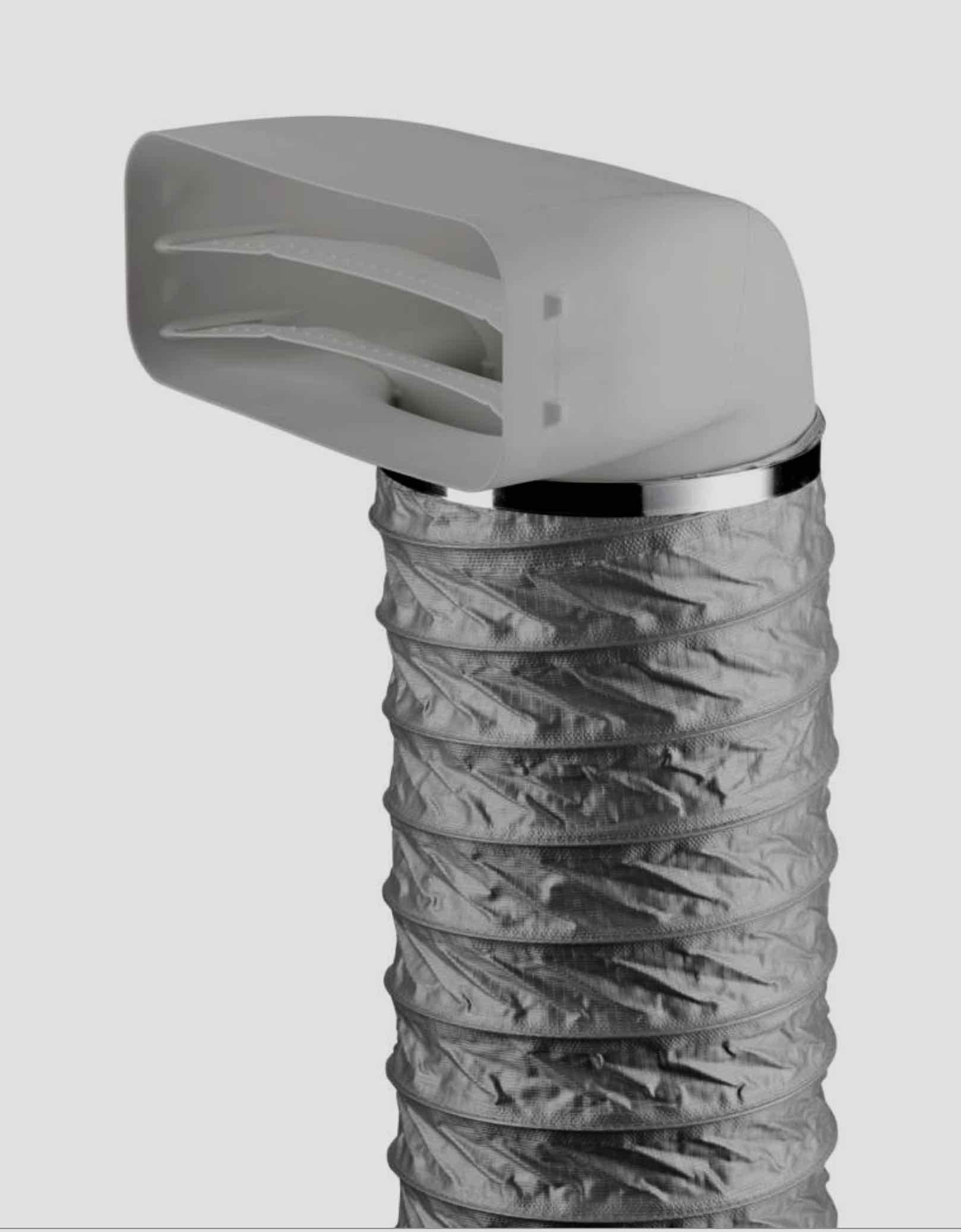Naber Lüftungsschacht NABER P-URX 150 Umlenkstück 90° mit Flexkanal, L 500 mm, hellgrau