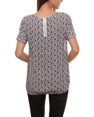 s.Oliver Shirtbluse s.Oliver CASUAL Blusenshirt feminines Damen Sommer-Shirt Alltags-Bluse mit floralem Allovermuster Marine/Weiß