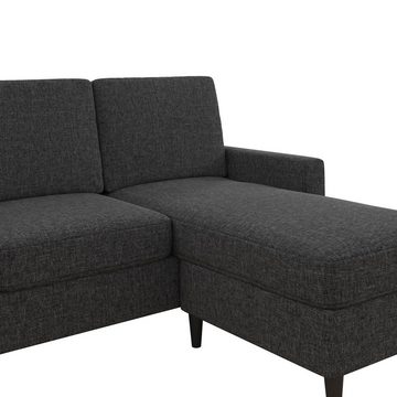 loft24 Ecksofa Kaci, 3-Sitzer Couch mit Recamiere, Stoffbezug, Breite ca. 206 cm