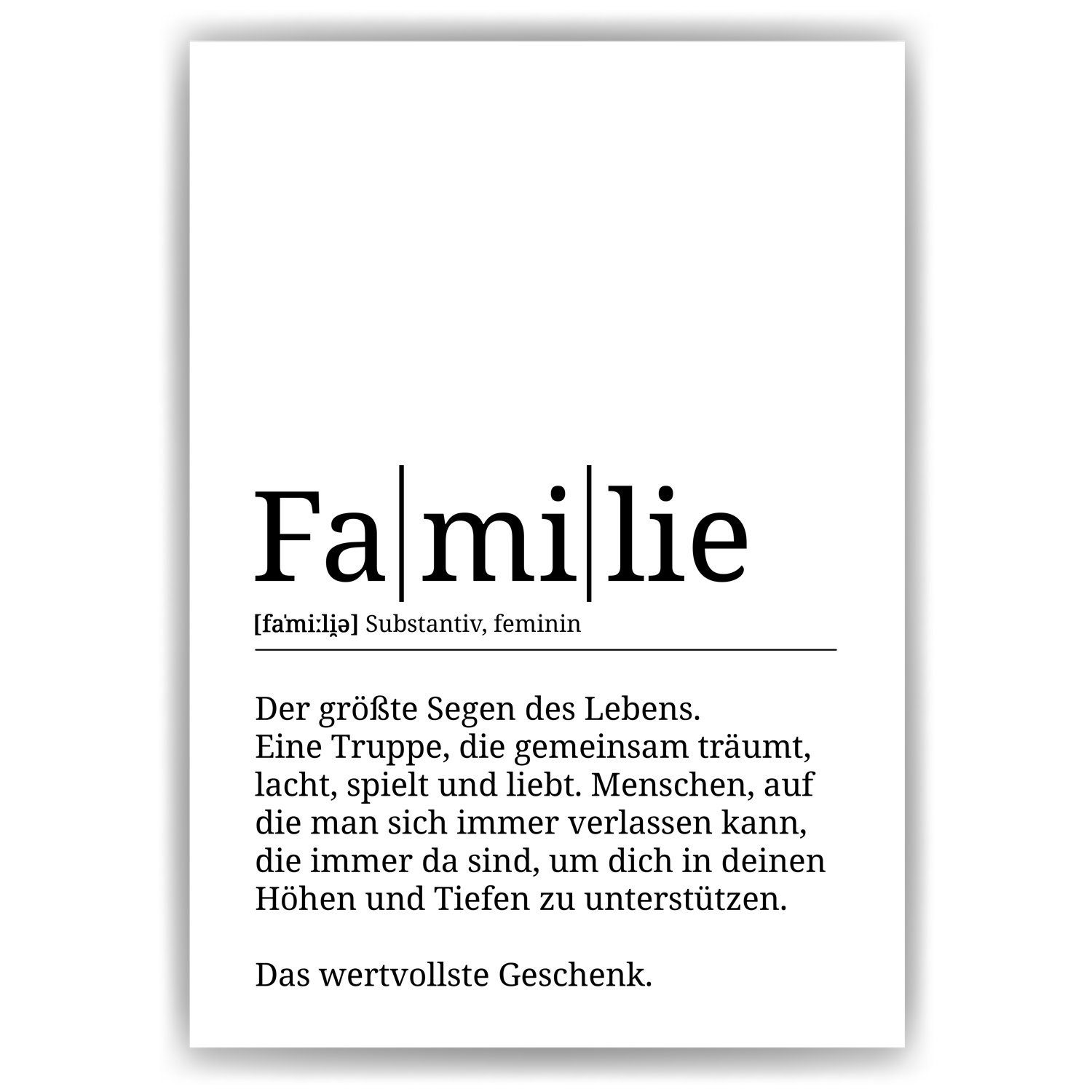 Tigerlino Poster Familie Definition Wandbild Dekoration Mama Papa Familien Geschenk