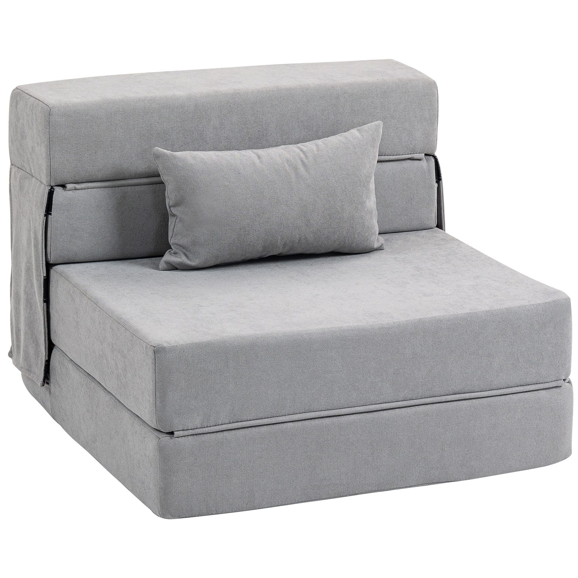 HOMCOM Schlafsofa Klappbar Sessel mit Verstellbarer Rückenlehne Kissen Gästebett, Gästebett 1 Teile, 3-in-1 Schlafsessel, klappbar, platzsparend – Bild 2 von 5