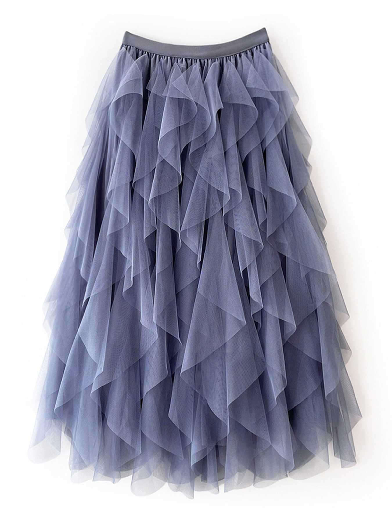 DEBAIJIA Meshrock Damen eleganter langer Rock hoch taillierter rock
