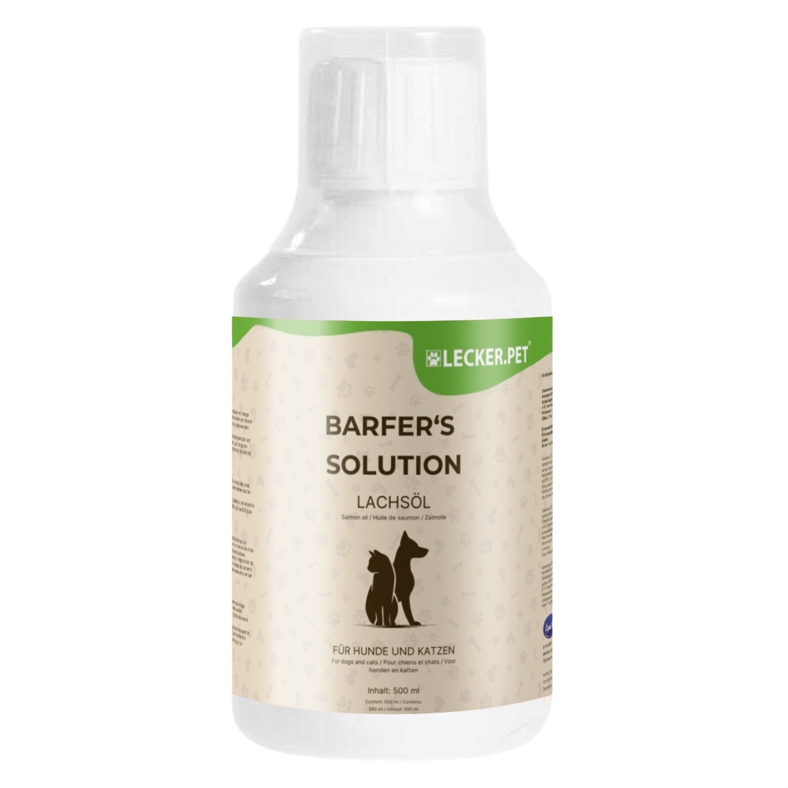 Lecker.Pet 500 ml Lecker.Pet® Barfer's Solution 100 % Lachsöl für Hunde & Katzen Lachsöl, 1St.