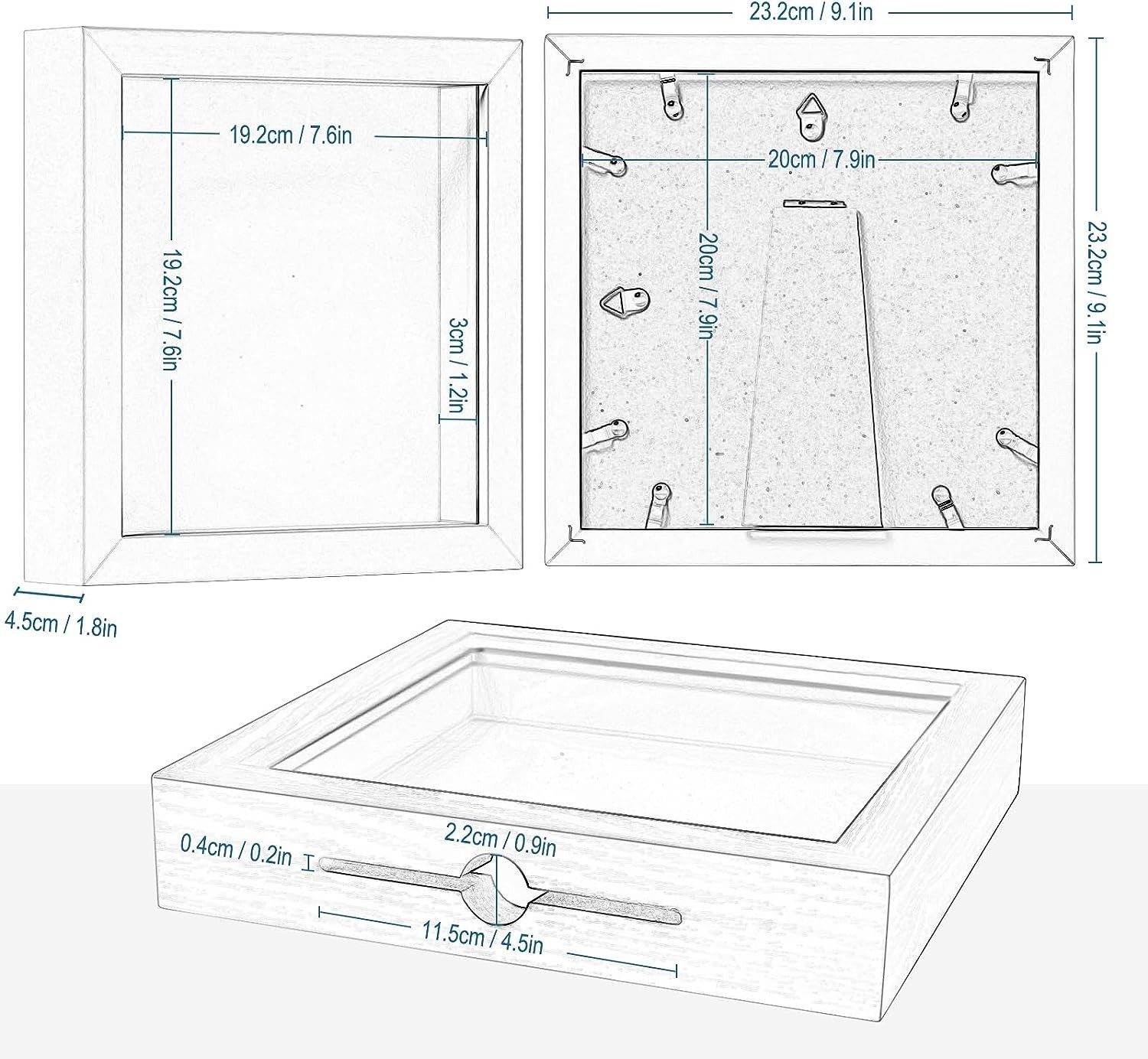 EUGAD Bilderrahmen, (Set, 2 St), 3D Bilderrahmen Objektrahmen MDF-Holzrahmen