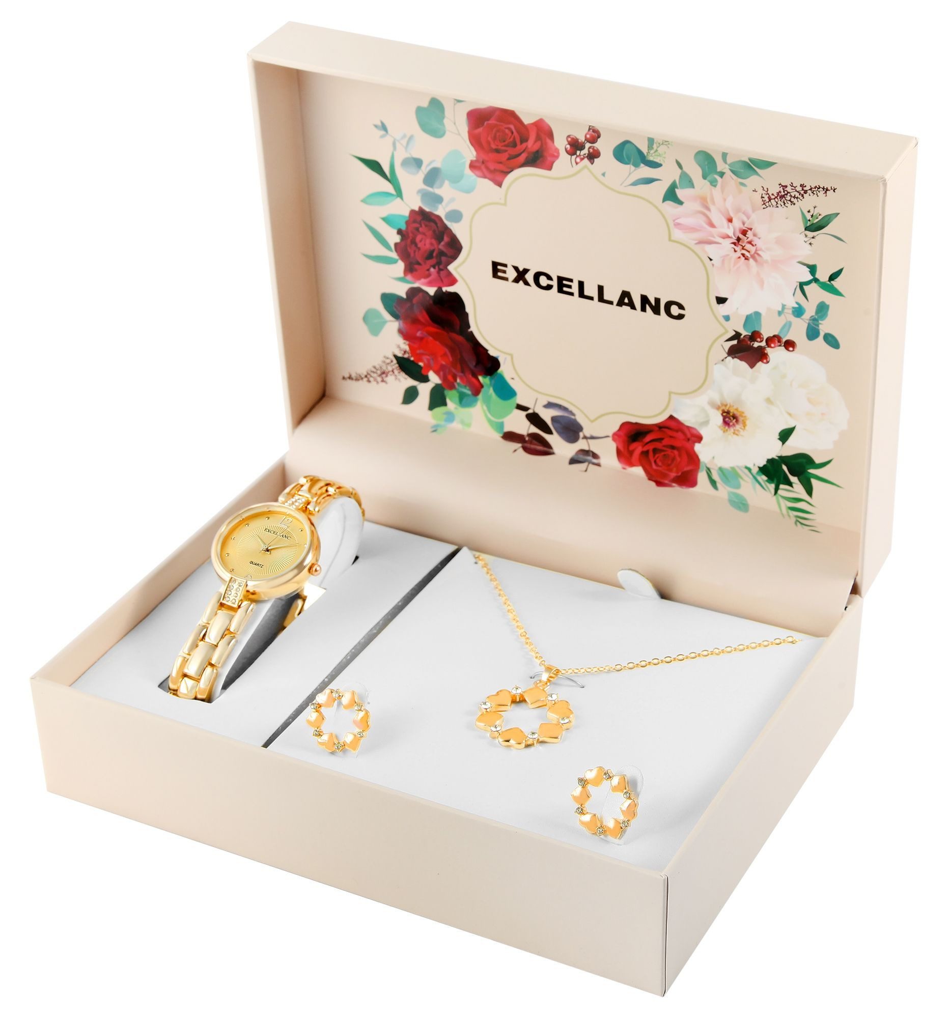 Schmuckset 1800229 Excellanc Damen-Geschenkset mit Armbanduhr, Halskette und
