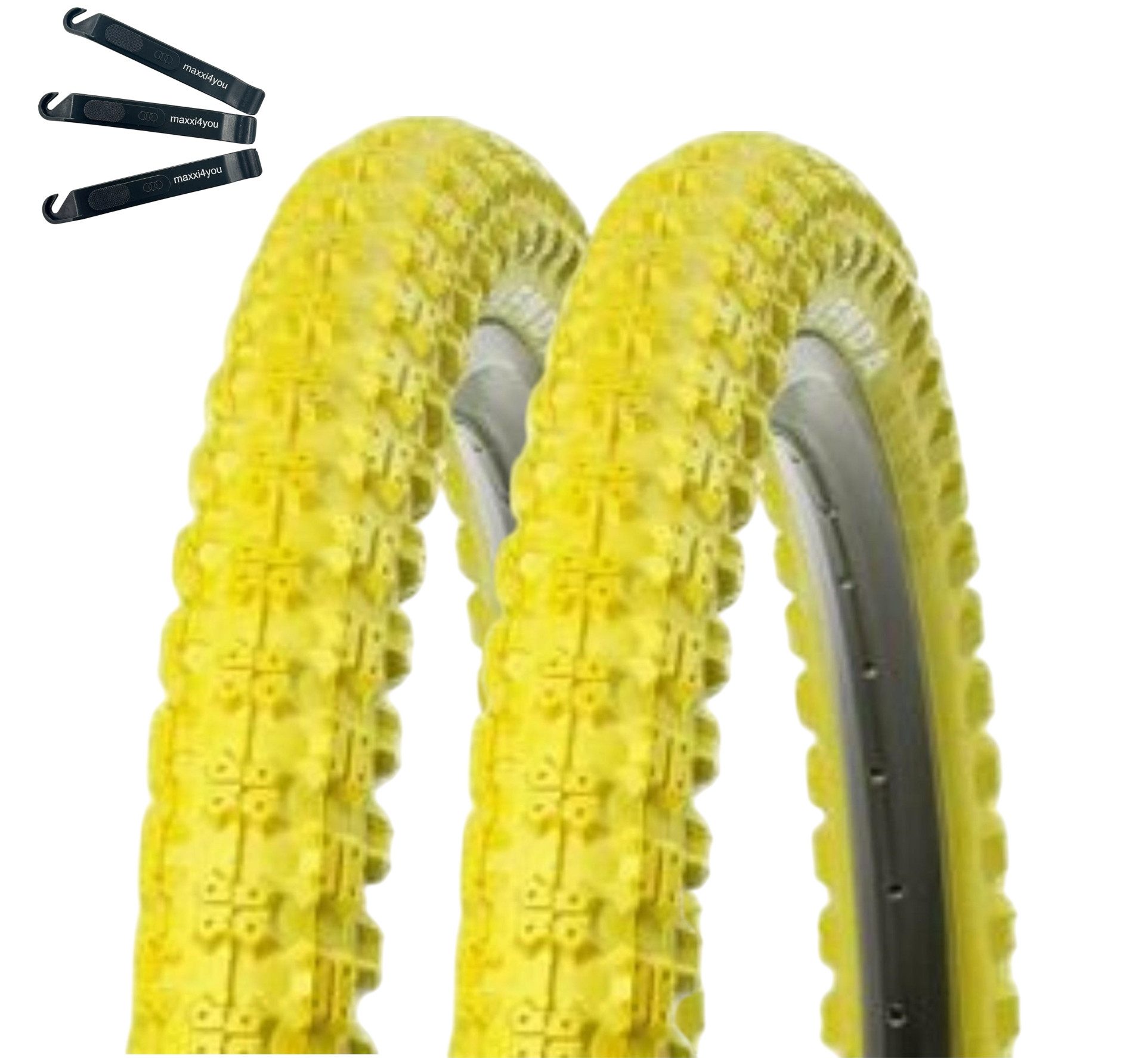 maxxi4you Fahrradreifen 2 x Kenda K-51 BMX 20 x 2,25 (58-406) Gelb inkl. Reifenheber