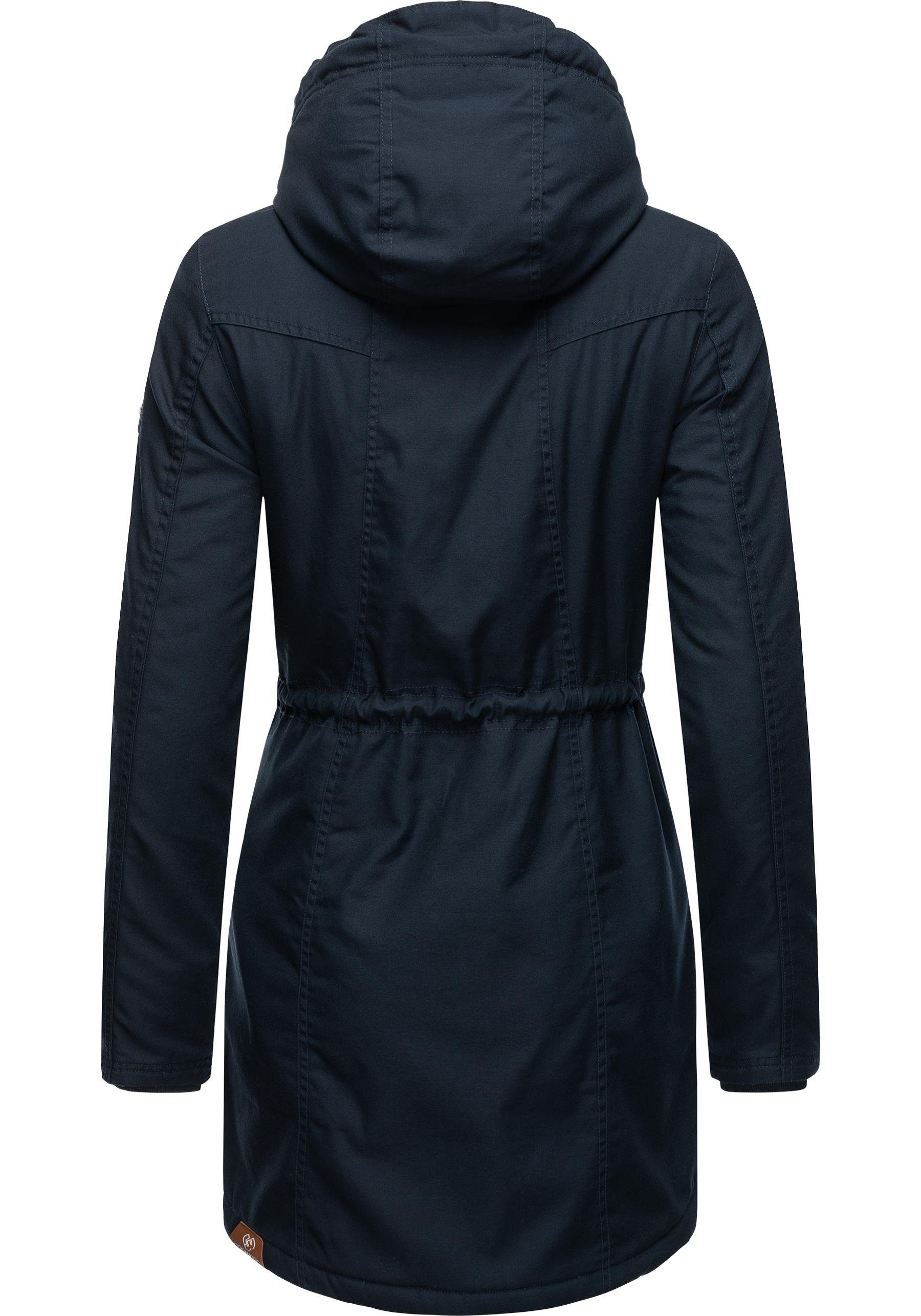 Ragwear Wintermantel Elsie stylischer Winterparka mit Kapuze und Teddyfleece