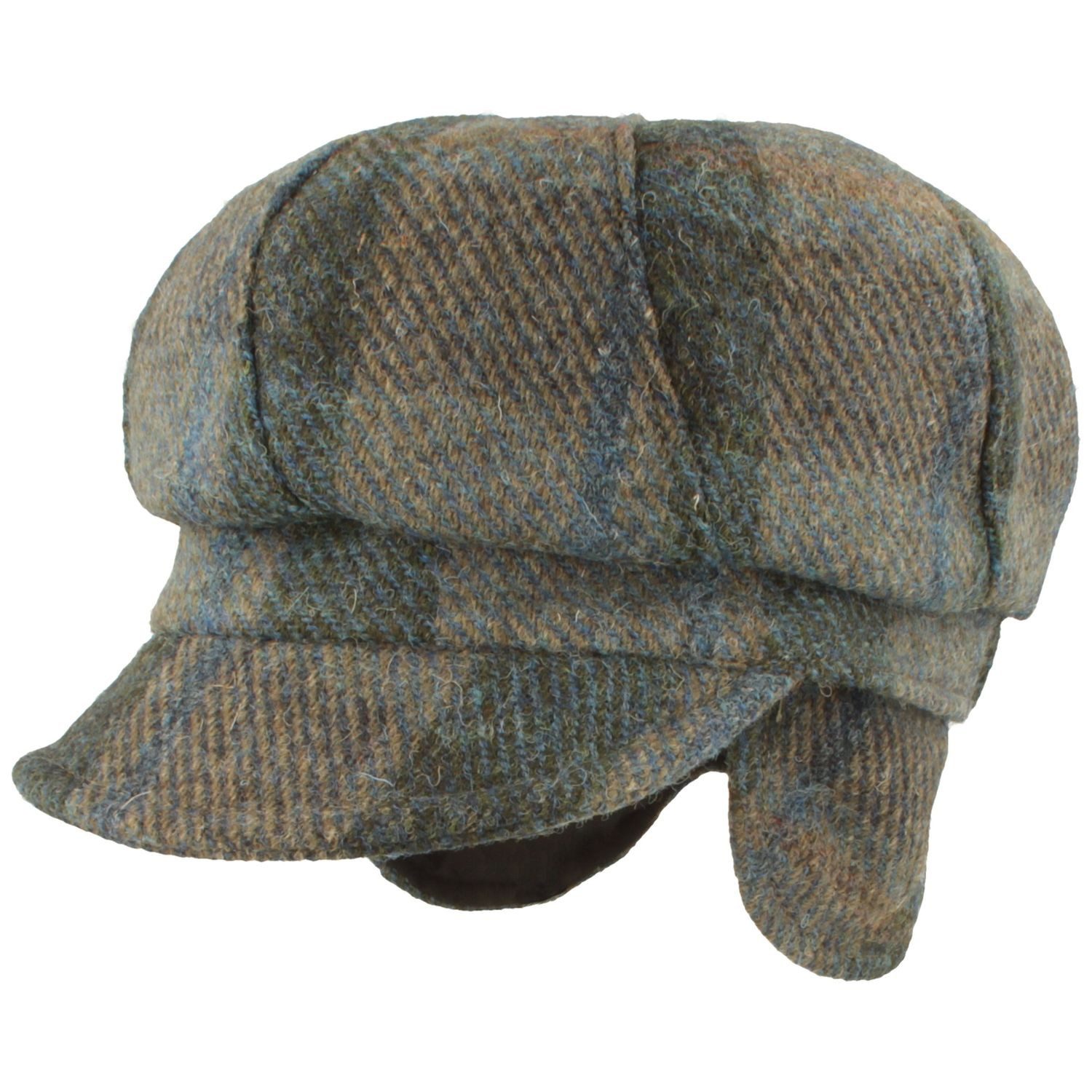 Breiter Schiebermütze Ballonmütze aus Harris Tweed knautschbar