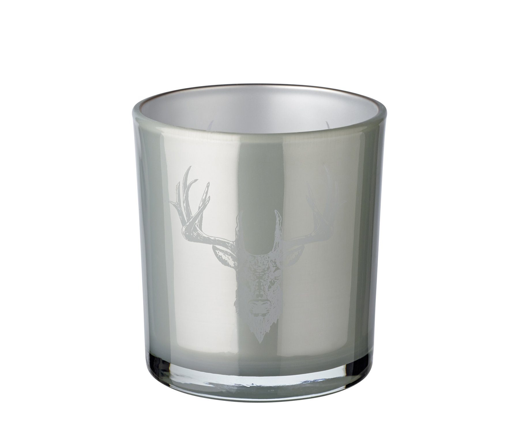 EDZARD Windlicht Hirsch, Glas, Hirsch-Motiv, grau, H 8 cm, Ø 7 cm