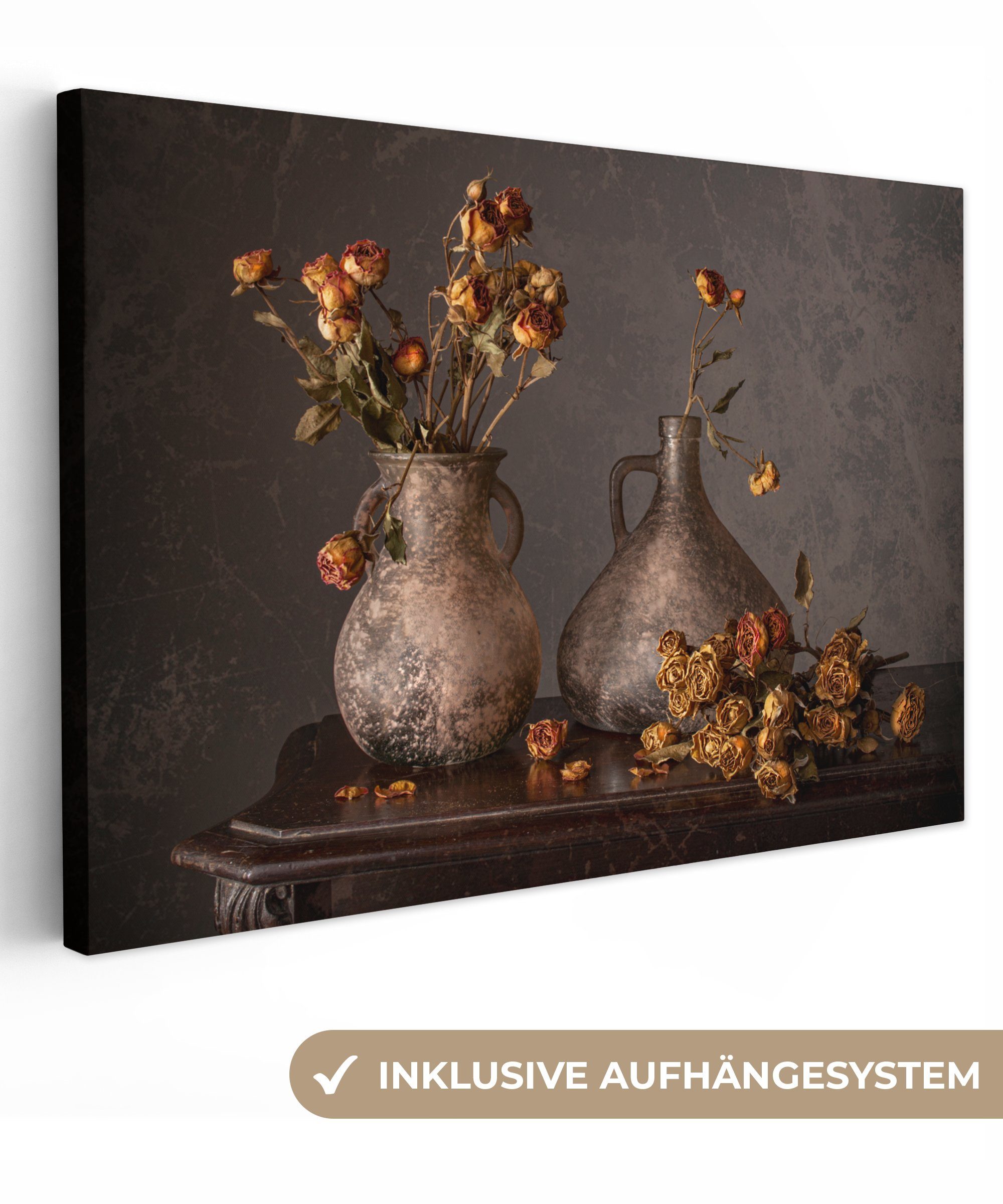 OneMillionCanvasses® Leinwandbild Stilleben - Blumen - Vase - Dunkel, Fotod günstig online kaufen