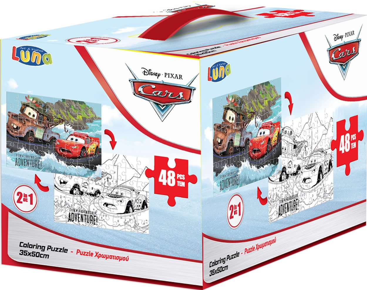 Diakakis Steckpuzzle 2in1 Malpuzzle Cars 48-tlg. XL-Puzzleteile 50x35, Puzzleteile
