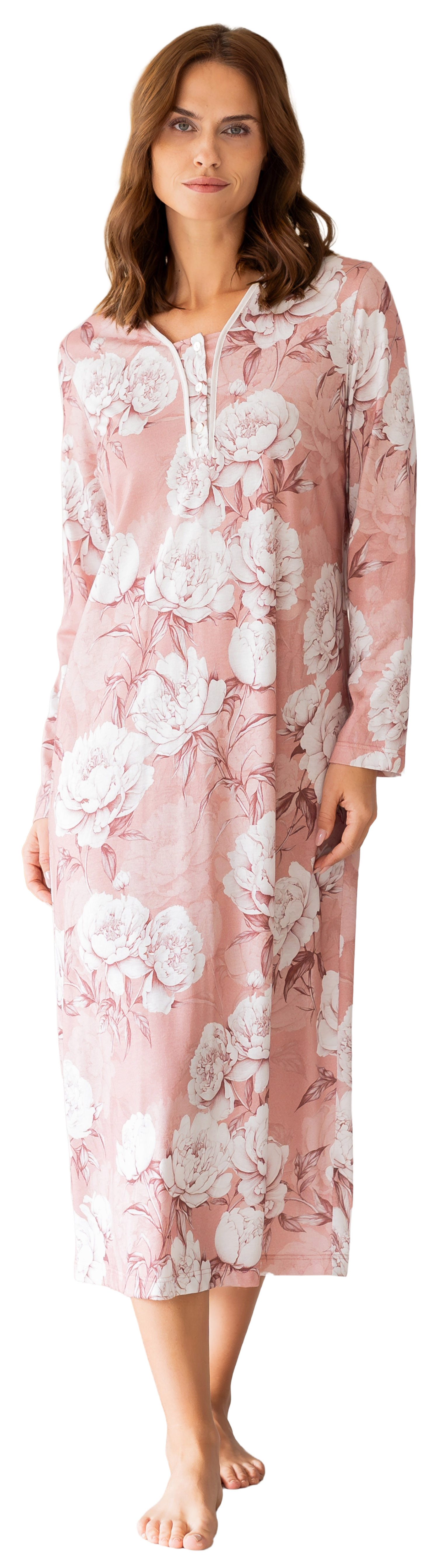 HUTSCHREUTHER Nachthemd Damen Schlafshirt mit langem Arm (1-tlg) Edles Design