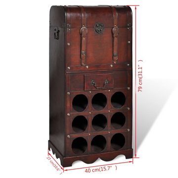 vidaXL Weinregal Holz-Flaschenregal für 9 Flaschen mit Aufbewahrungstruhe, 1-tlg.