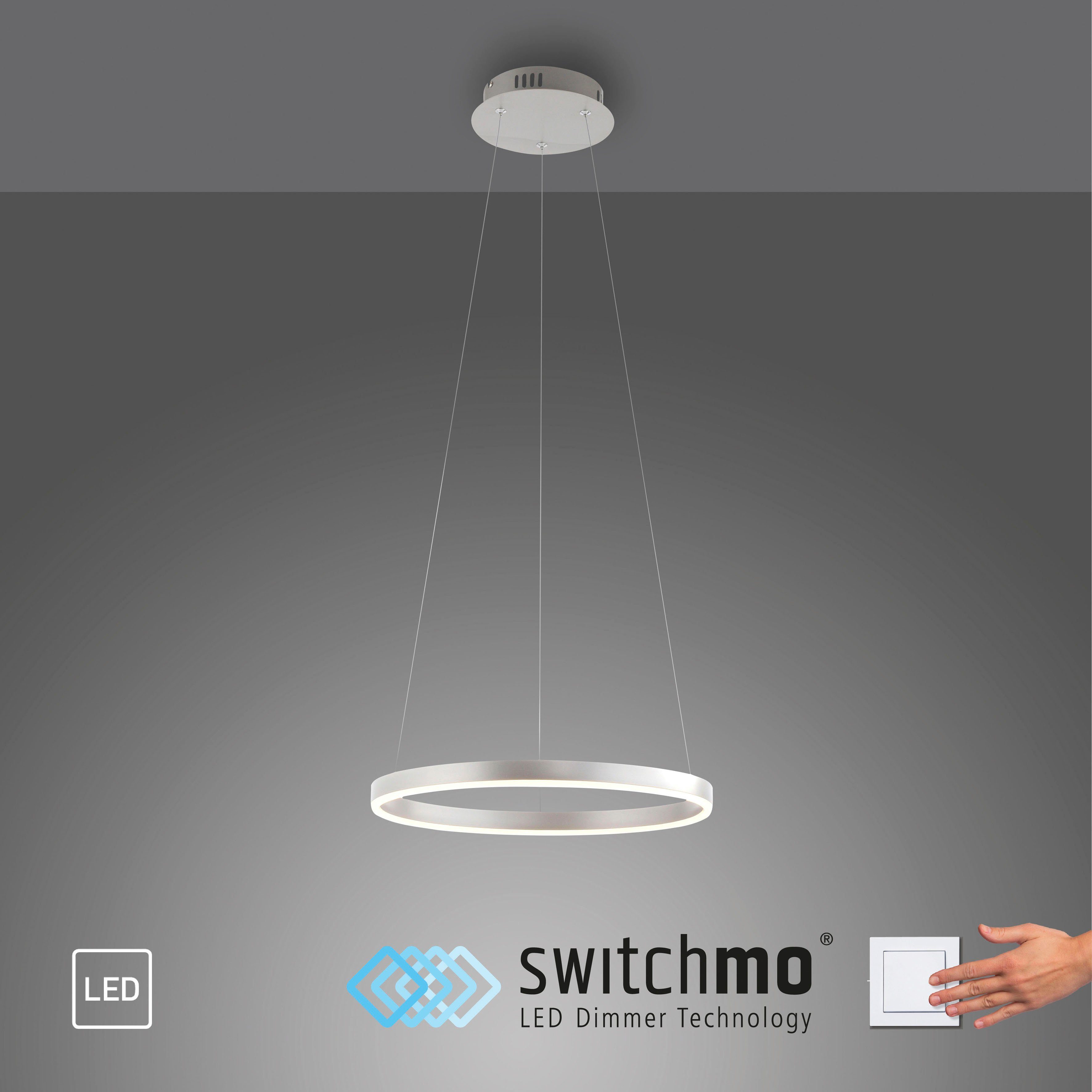 JUST LIGHT Pendelleuchte RITUS, LED fest integriert, Warmweiß, LED,  dimmbar, Switchmo, LED Pendellampe im modernen Design, kreisförmig Ø39,3cm