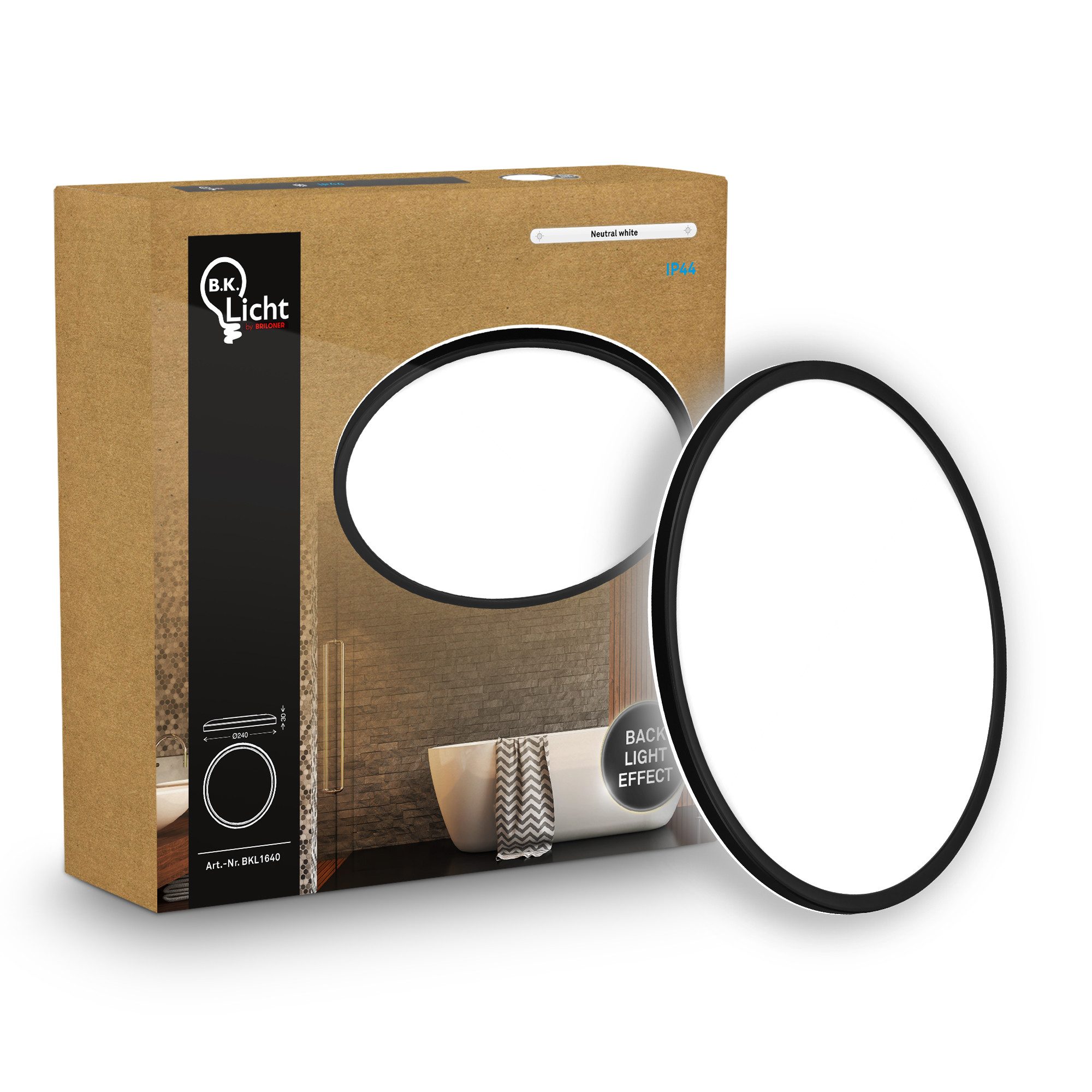 B.K.Licht LED Deckenleuchte Panel Flach 30mm Backlight Effekt LED Deckenlampe, LED fest integriert, 4000K - Neutralweiß, versch. Größen & Farben, Badezimmer, Küche, Wohnzimmer, Kinderzimmer