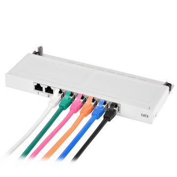 TPFNet CAT6 Desktop Patchfeld / Verteilerfeld / Patchpanel Netzwerk-Patch-Panel (0,5HE, 8 Ports, CAT6, RJ45-Ethernet, 1000 Mb/s, 1HE und 0,5HE sowie in Grau RAL 7035 oder Schwarz RAL 9005)