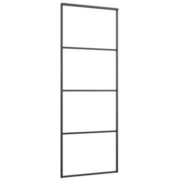 vidaXL Haustür Schiebetür Aluminium und ESG Glas 76x205 cm Schwarz (1-St)