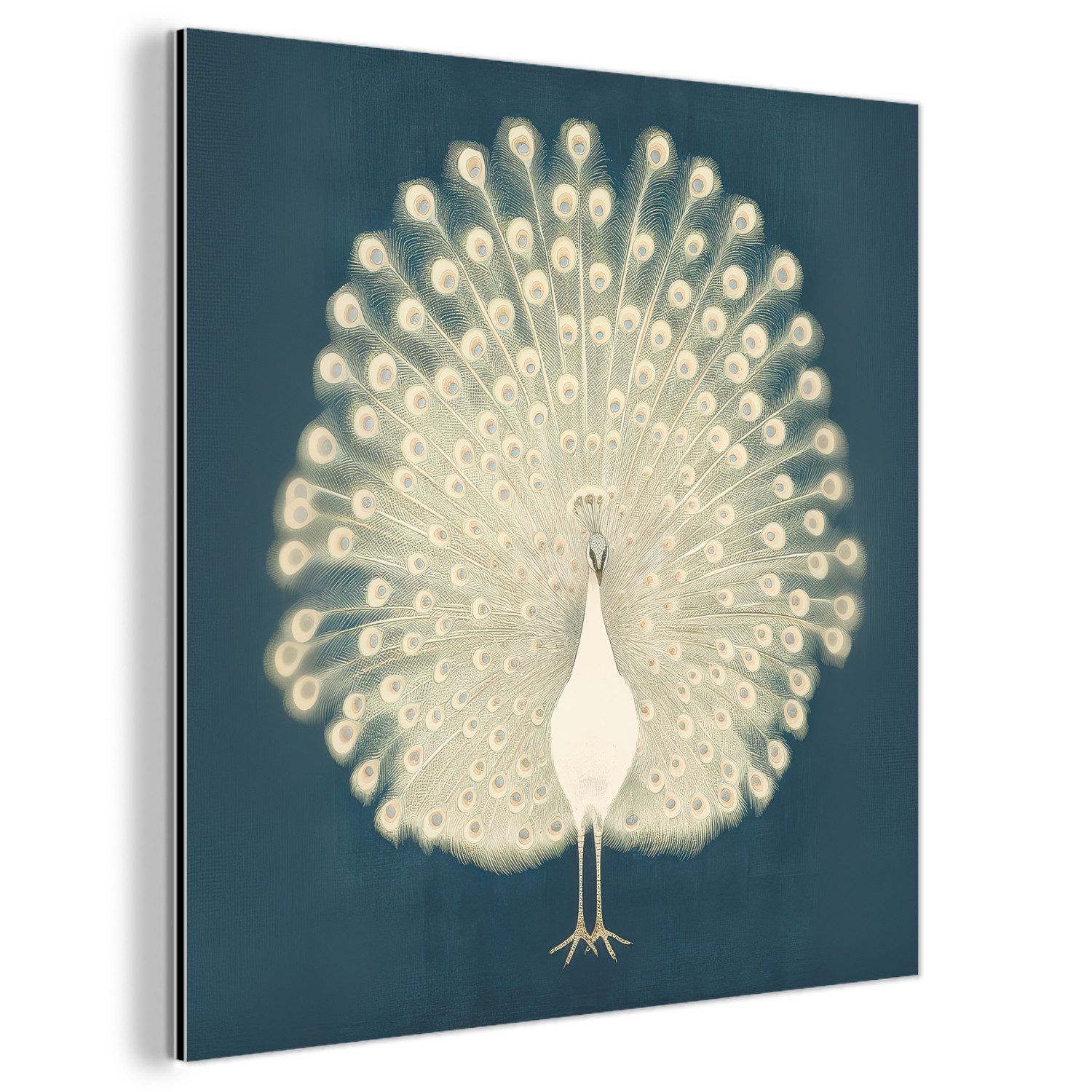 Metallbild Vogel - Blau - Vintage