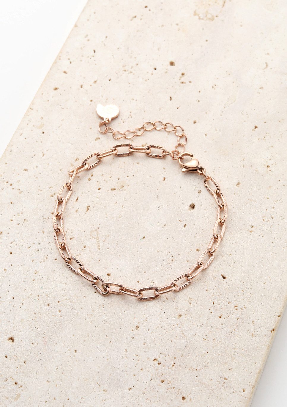 Hey Happiness Gliederarmband Set Damen Edelstahl mehrreihig, 18K Roségold vergoldet, 2er Layer Set Glieder und Schlangen Armbänder, wasserfest