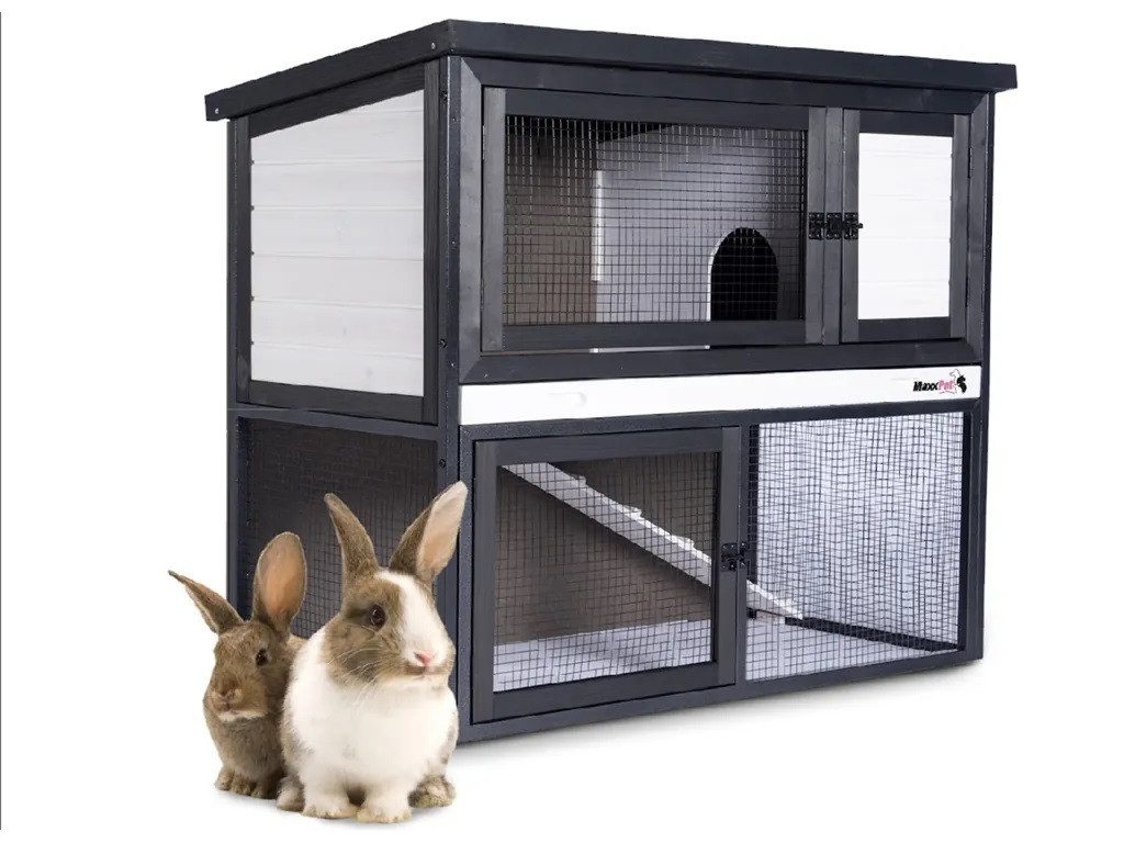 RV-Parts Kleintierstall Kaninchenstall mit mehrstöckigem Gehege und separaten Ruhebereichen