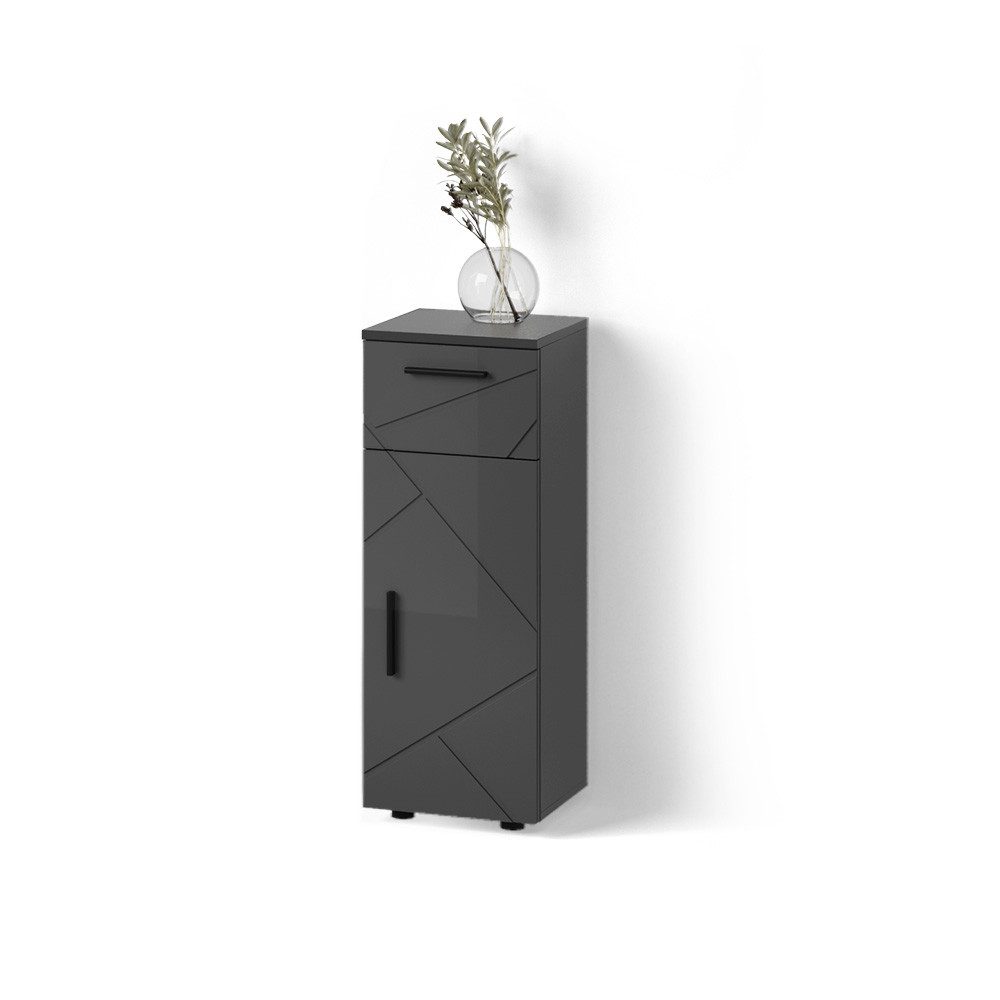 Livinity® Midischrank Ronco, Anthrazit Hochglanz/Grau, 30 x 81 cm (1-St)