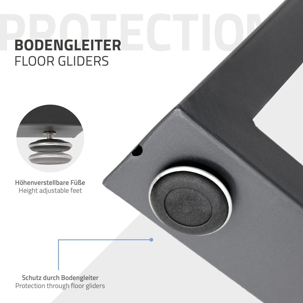 ECD Germany Tischbein 2x Tischgestell Tischkufen Trapez Design aus pulverbeschichtetem Stahl, Metall Möbelfüße 60x72 cm Tischuntergestell für Esstisch Schreibti – Bild 5 von 5