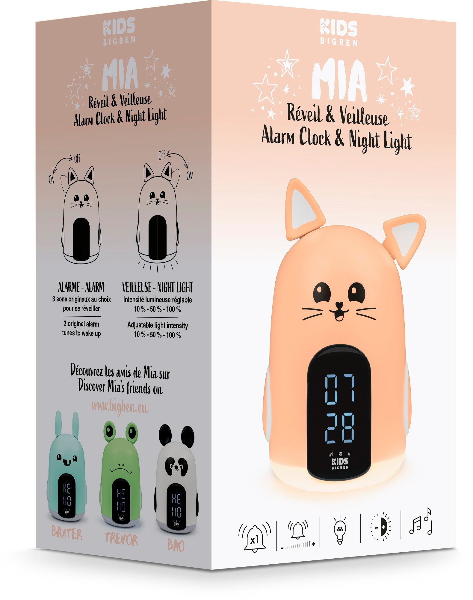 BigBen Wecker Kids Wecker und Nachtlicht HELLO Cat dimmbares Display AU387827