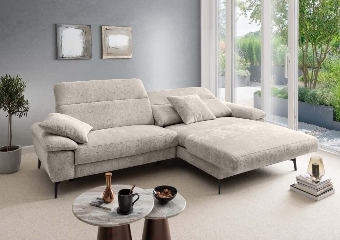 Myhomelando Ecksofa Cortello, mit elektrischer Relaxfunktion, verstellbaren Kopflehnen, Herz Waage