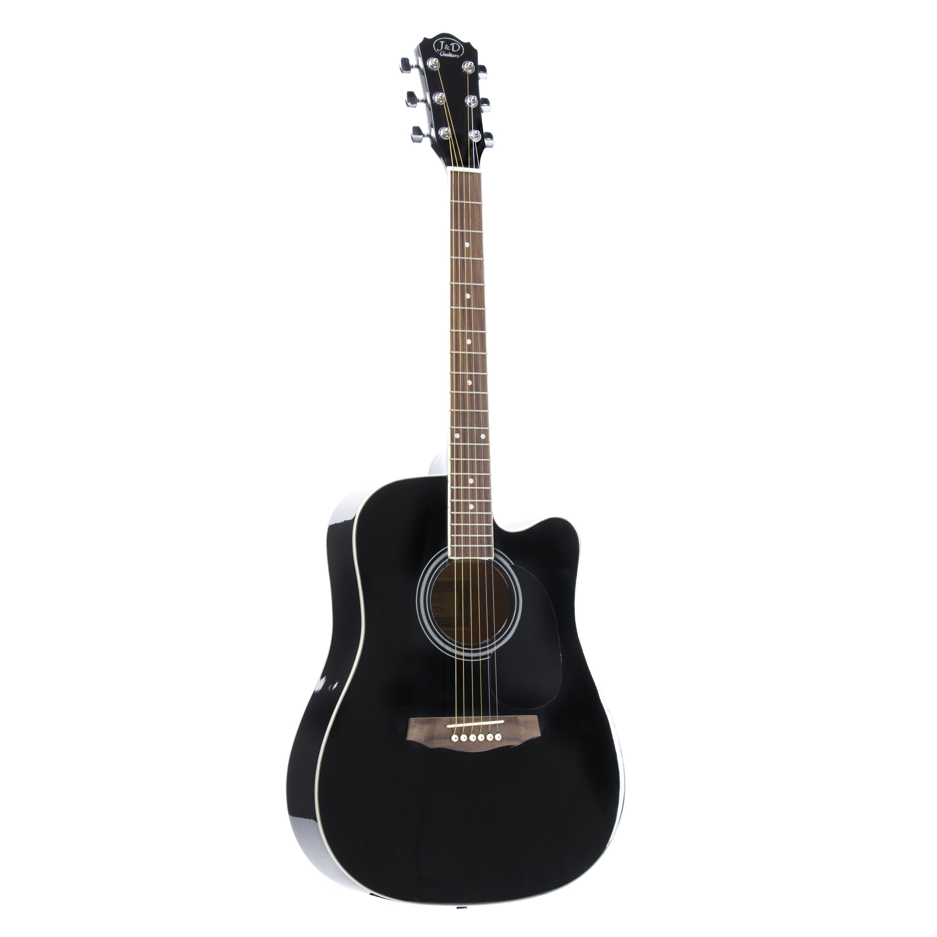 J & D Westerngitarre, D-60 Westerngitarre Akustik-Gitarre für Anfänger und Einsteiger Acoustic Guitar Dreadnought mit Cutaway und schwarzer Hochglanz Fichtendecke, Westerngitarren, Dreadnought Gitarren, Westerngitarre, Akustik-Gitarre, Dreadnought