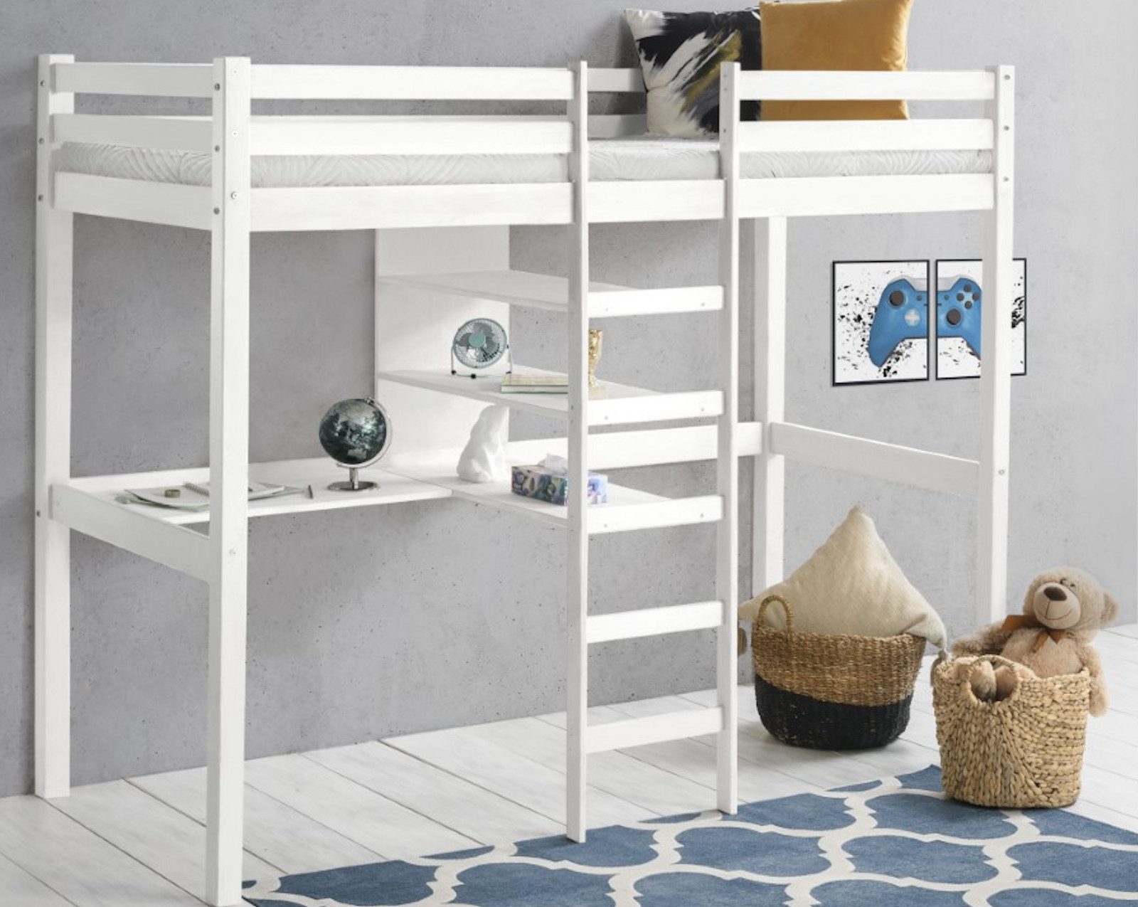 Homeline Kinderbett Hochbett mit Tisch Kinderbett günstig online kaufen