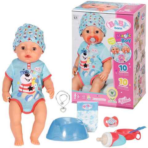 Baby Born Babypuppe Magic Boy, 43 cm (Set, 13-tlg), mit 10 lebensechten Funktionen