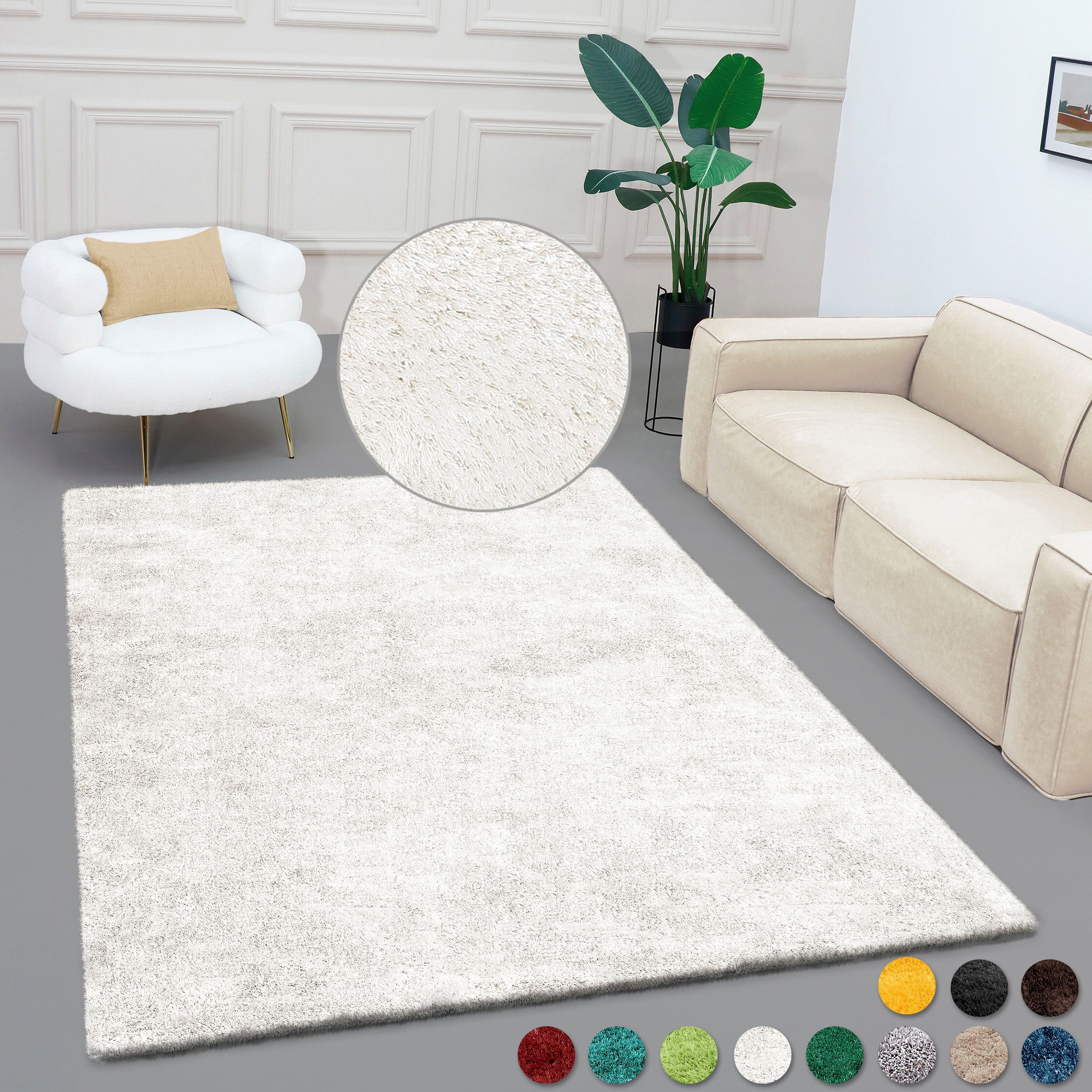 Bruno Banani Teppich Dana Teppich, besonders weich und kuschelig, Kundenliebling, rechteckig, Höhe: 30 mm, uni, Mikrofaser Teppiche, Wohnzimmer, Schlafzimmer, Esszimmer
