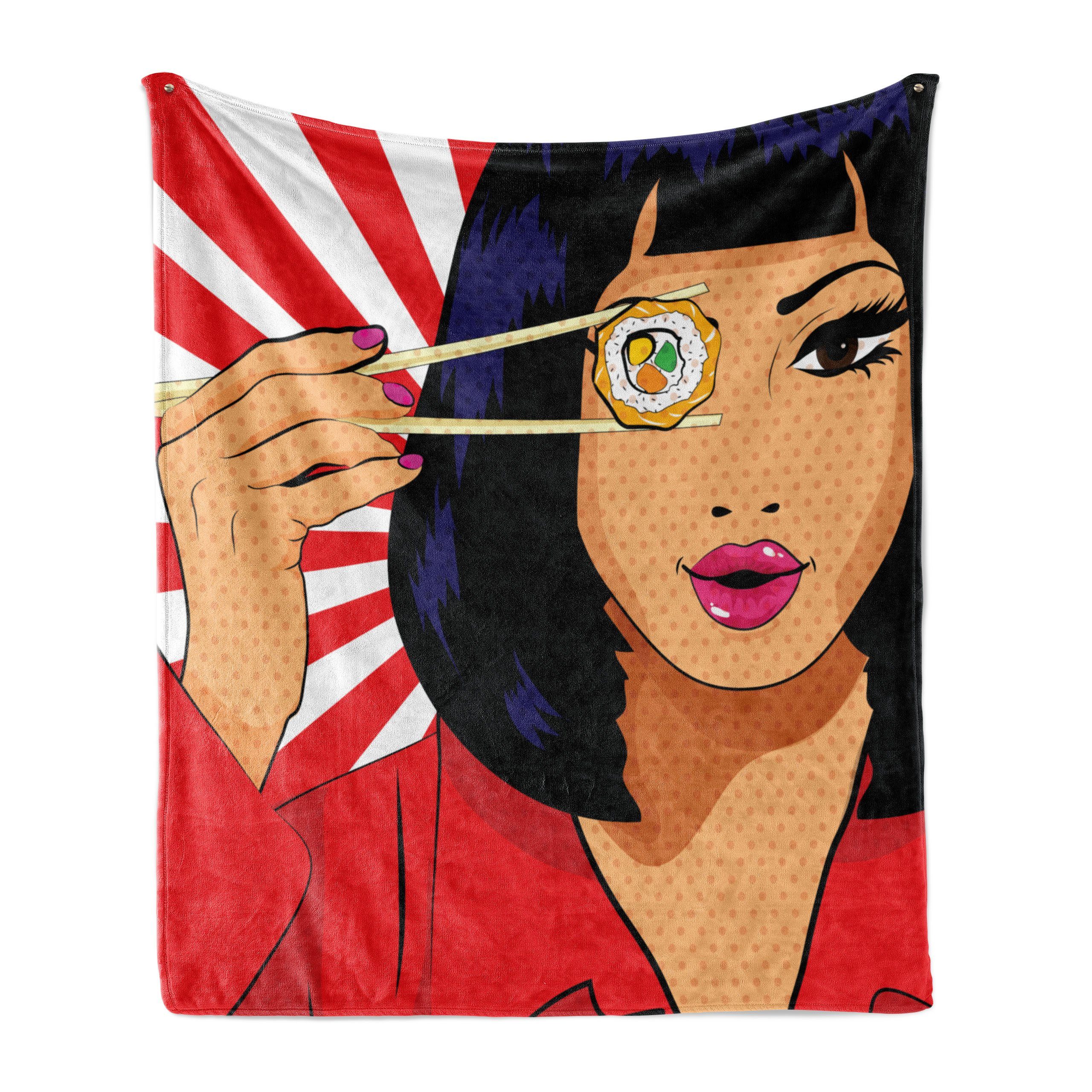 Sushi Abakuhaus, Plüsch Pop-Art-Art-Mädchen mit und Innen- für den Wohndecke Außenbereich, Gemütlicher Sushi