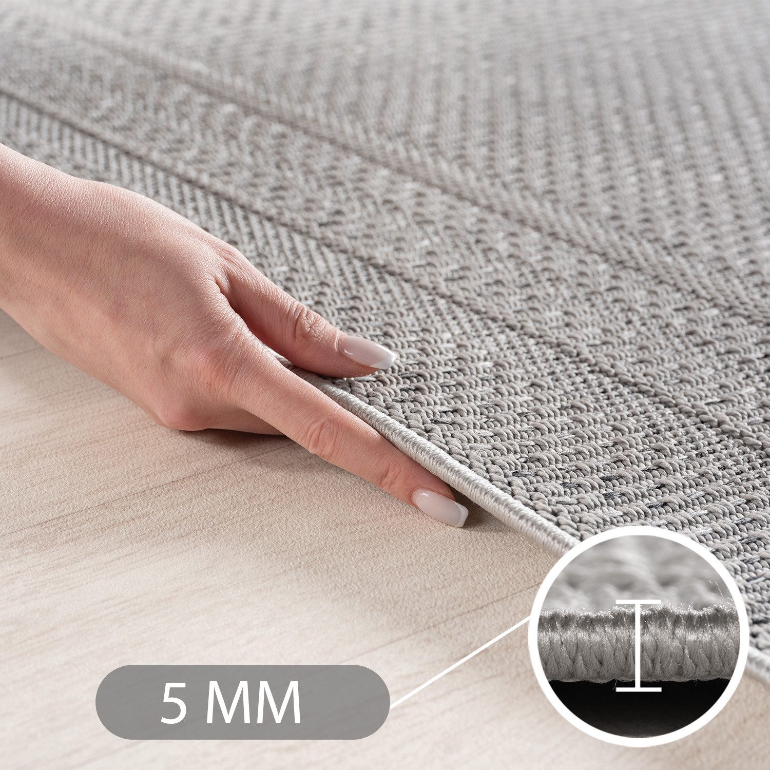 Carpettex Outdoorteppich Boho Design, Rechteckig, Höhe: 5 mm, Outdoor Teppich Wetterfest Modern Design Wohnzimmer Küchen Terrasse