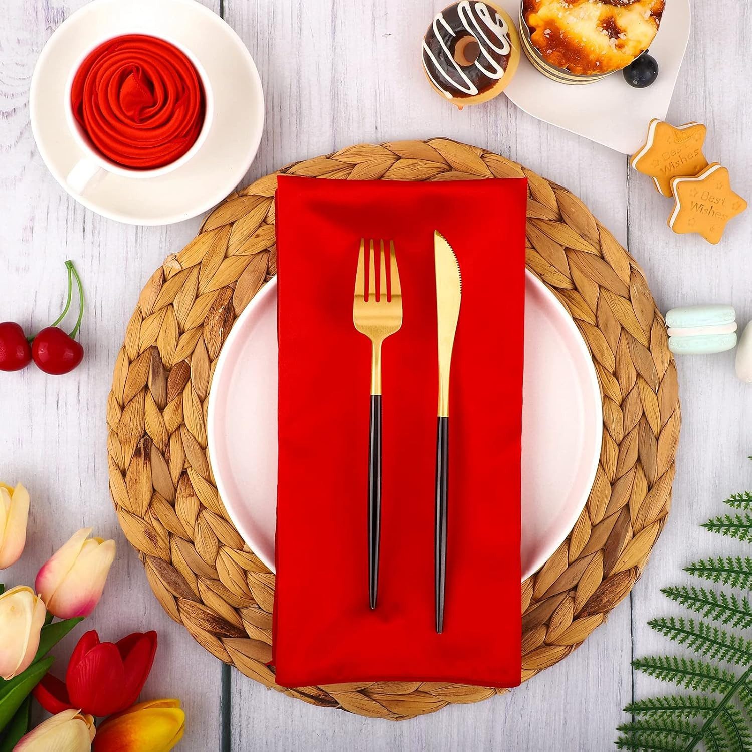 Cachito Stoffserviette Satin-Servietten, quadratische weiche Tischservietten, 48 cm x 48 cm, (5 St), Tischdekoration für Hochzeiten, Bankette, Partys, Weihnachten, Neujahr