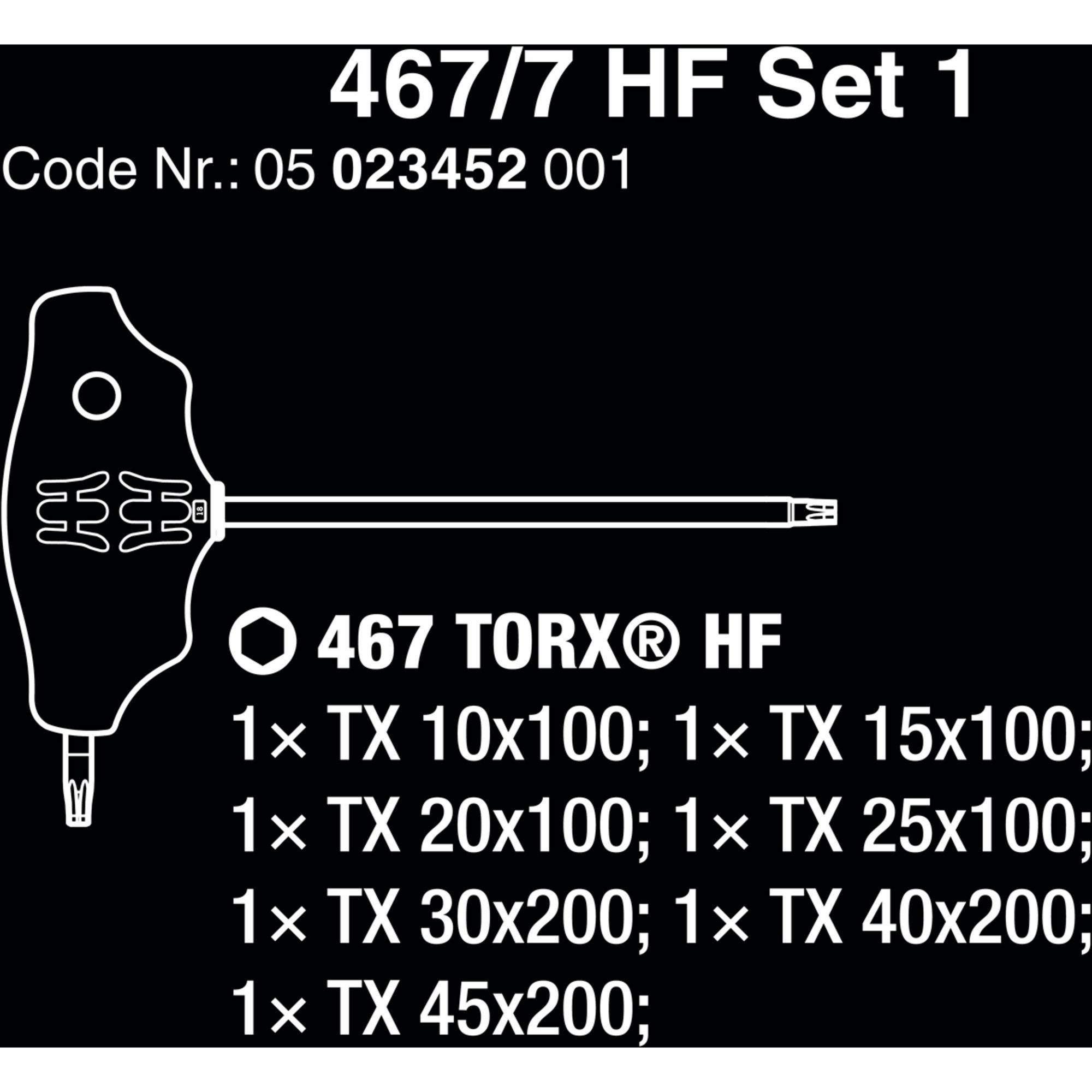 Schraubendreher Set Quergriff-Schraubendreher Wera TORX Wera HF 1 467/7