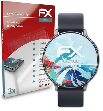 atFoliX Schutzfolie Displayschutzfolie für Smartwatch Display 34mm, (3 Folien), Ultraklar und flexibel